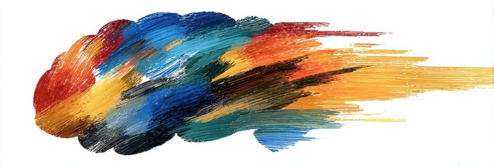 Poster - Colorful Paint Strokes Creating a Stylized Intelligence Icon in a Vibrant Abstract Design on a Clean Background