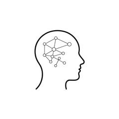 Poster - Artificial Intelligence Brain Network Represented by Head Silhouette and Linked Nodes Symbolic of Thought