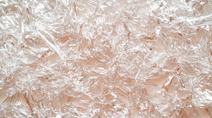 Poster - Crumpled texture of shiny transparent plastic wrap or crumpled plastic material. Abstract background design for packaging.