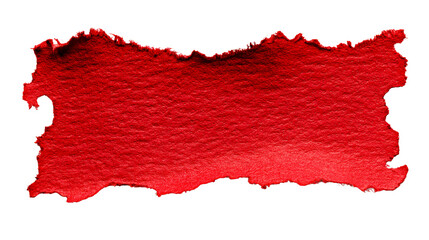 Wall Mural - bright red paper tear with uneven edges on transparent background