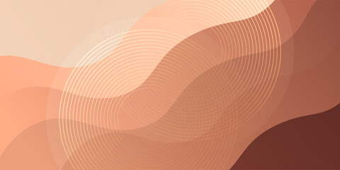 Wall Mural - warm abstract wavy background with circular line elements