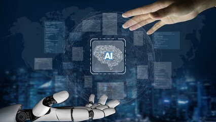 Poster - AI Assistant Brain Processor with LLM Technology, Big Data, Machine Learning, Generative AI for Business Support, Future Agentic AI Technology and Artificial Intelligence Prompt Engineering. Muxer