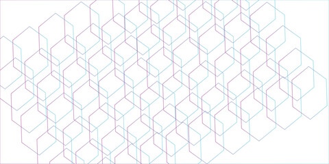 Fototapete - Seamless pattern with hexagon square cube geometric pattern shapes grid metal element texture design. abstract tiles gradient science web tech connection triangle diamond.