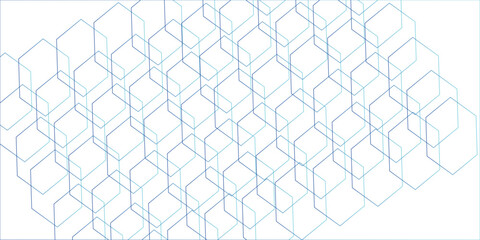 Fototapete - Seamless pattern with hexagon square cube geometric pattern shapes grid metal element texture design. abstract tiles gradient science web tech connection triangle diamond.