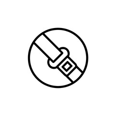 Poster - Simple line icon of a seatbelt buckle and strap inside a circle
