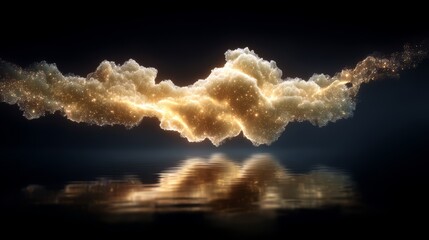 Poster - Cloud of gold sparks in the sky. The clouds are illuminated by the sun, creating a warm and inviting atmosphere
