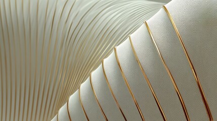 Poster - Long, curvy white ribbon with gold accents. The ribbon appears to be made of a shiny material, and it is arranged in a way that creates a sense of movement and flow