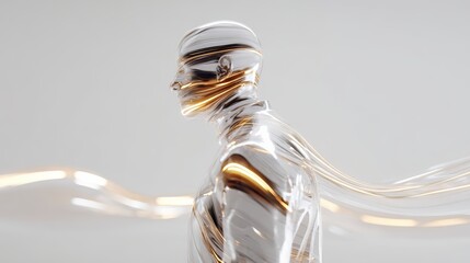 Aufkleber - Man's head is shown in a blurry, distorted way, with his body and arms obscured by a wave of light. The image has a futuristic, almost otherworldly feel to it