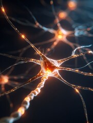 Poster - Abstract Neuron Network Illuminates Pathways of Mental Connection in a Dark Background