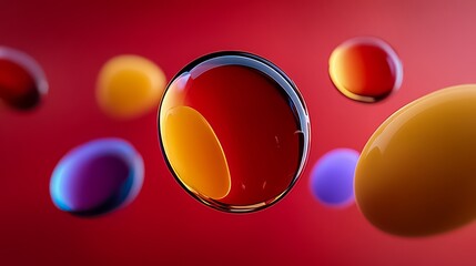 Poster - Series of colorful spheres are floating in the air, creating a sense of movement and energy. The bright colors and dynamic composition evoke a feeling of excitement and playfulness