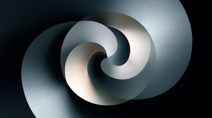 Aufkleber - Spiral shape with a black background. The spiral is white and gray. The spiral is a representation of a wave