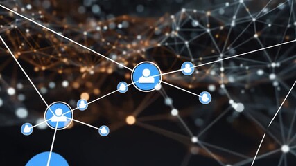Poster - Interconnected Network: An abstract depiction of a digital network, illustrating the complex connections and communication in the digital age.