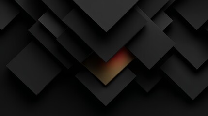 Aufkleber - Black and gold patterned background with squares and triangles. The squares are arranged in a way that creates a sense of depth and texture, while the triangles add a touch of warmth