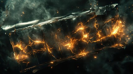 Poster - Glowing Abstract Energy Form over Dark Wavy Background
