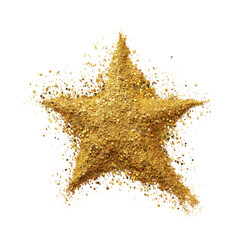 Poster - Golden star shape made of glitter on a white background for creative projects and decorations
