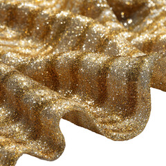 Poster - Golden glitter fabric with shimmering texture draped elegantly in soft waves during daylight