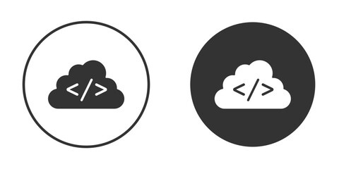 Cloud code icon symbol sign in solid style.