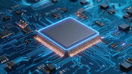 Poster - High-Tech Circuit Board: An intricate, hyperrealistic circuit board with a glowing central processor, showcasing the complexity and beauty of modern technology.