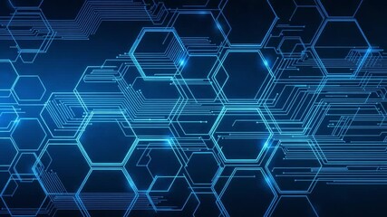 Poster - Hexagon in Tech: Captivating, digitally rendered graphic showcases a network of interconnected hexagon shapes, emitting a radiant, modern glow in a futuristic, technological display. 