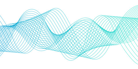 Poster - Abstract curvy line art wavy flowing dynamicsound, wave, wind, information flow. Twisted curve lines and blend effect, frequency sound wave lines. Stripe isolated science digital flowing black line.