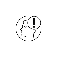 Fototapete - linear man like panic or anxiety logo. concept of user making decide or error mindset or negative thinking. contour style trend modern simple black logotype graphic minimal ui design isolated on white