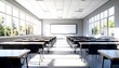© Imaginara - Contemporary Classroom Interior with Desks and Windows in Bright Learning Environment