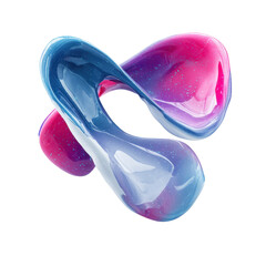 Poster - Colorful abstract sculpture of twisting shapes in vibrant hues of pink and blue displayed against a clean background