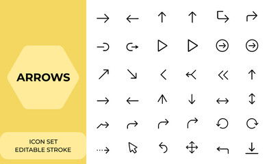  - Modern black vector arrow collection with simple arrow icons, cursor arrows, direction symbols in flat style. Different arrow designs for web interface and vector illustration.