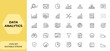 © Vintage Studio - Editable stroke data analytics icon collection, thin line vector illustration with data analysis icons set, business intelligence, visualization, dashboard, statistics, report, trend, chart and more.