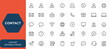 © Vintage studio - Editable stroke contact icon set, thin line social media network icons collection, vector illustration, communication symbols, digital connection, online support, message icons and more.