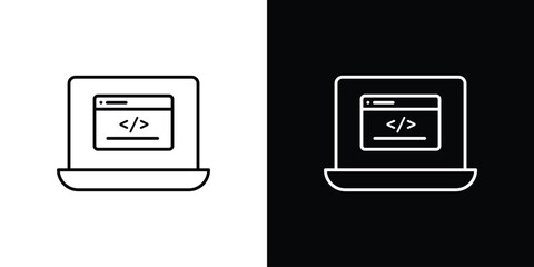 Display code icon linear vector icon. Editable stroke lines.