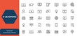 © Vintage Studio - Editable stroke e-learning icon set. Thin line vector icons collection for online education, digital learning, training, course, tutorial, study, technology, web design, UI, app, education, and more.