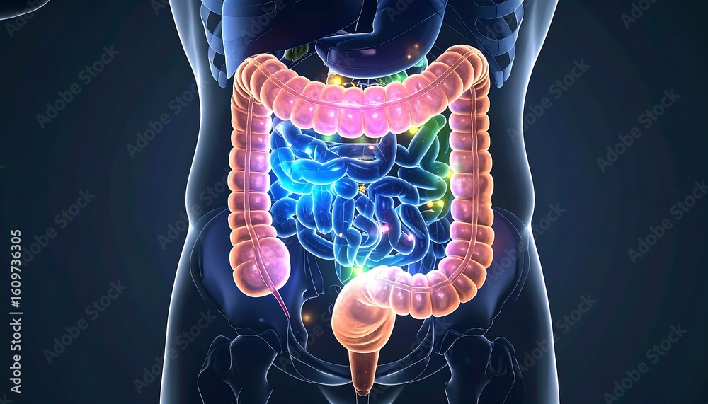 Human Digestive System Illustration Large and Small Intestine Anatomy ...