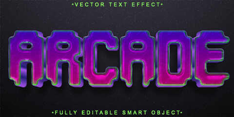 Poster -  Retro Arcade Game Pixel Neon Style Vector Fully Editable Smart Object Text Effect
