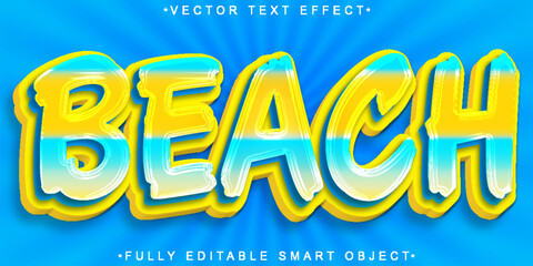 Poster -  Sunny Tropical Beach Ocean Summer Style Vector Fully Editable Smart Object Text Effect