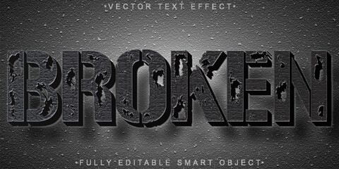 Poster -   Broken Crack Shattered Damage Style Vector Fully Editable Smart Object Text Effect