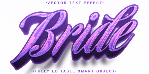 Poster -  Elegant Bride Wedding Love Romance Style Vector Fully Editable Smart Object Text Effect