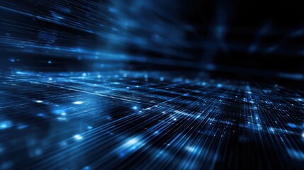 Poster - Blue virtual technology background with lines and grids, no logos, no brands