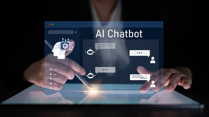 Poster - AI chatbot interface facilitates communication, chatbot, and AI interaction for automated user support and information exchange Latch