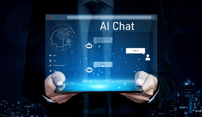 Poster - AI chatbot interface facilitates communication, chatbot, and AI interaction for automated user support and information exchange Vouch