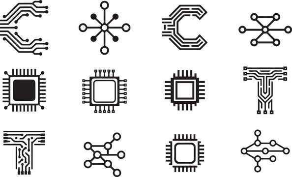 Digital Technology and Connectivity Symbol Vector Graphics