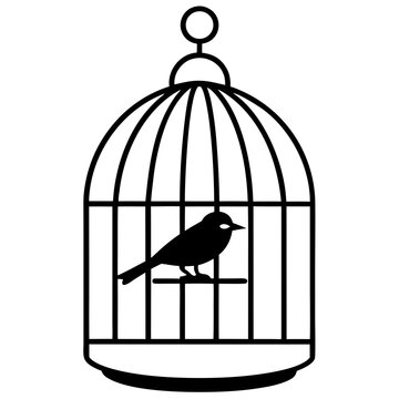 Bird in Cage   Vector Illustration – Cute Animal Design for Pet Lovers
