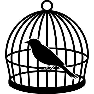 Bird in Cage   Vector Illustration – Cute Animal Design for Pet Lovers
