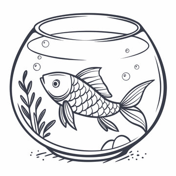 Fish in Bowl  Vector Illustration – Cute Animal Design for Pet Lovers
