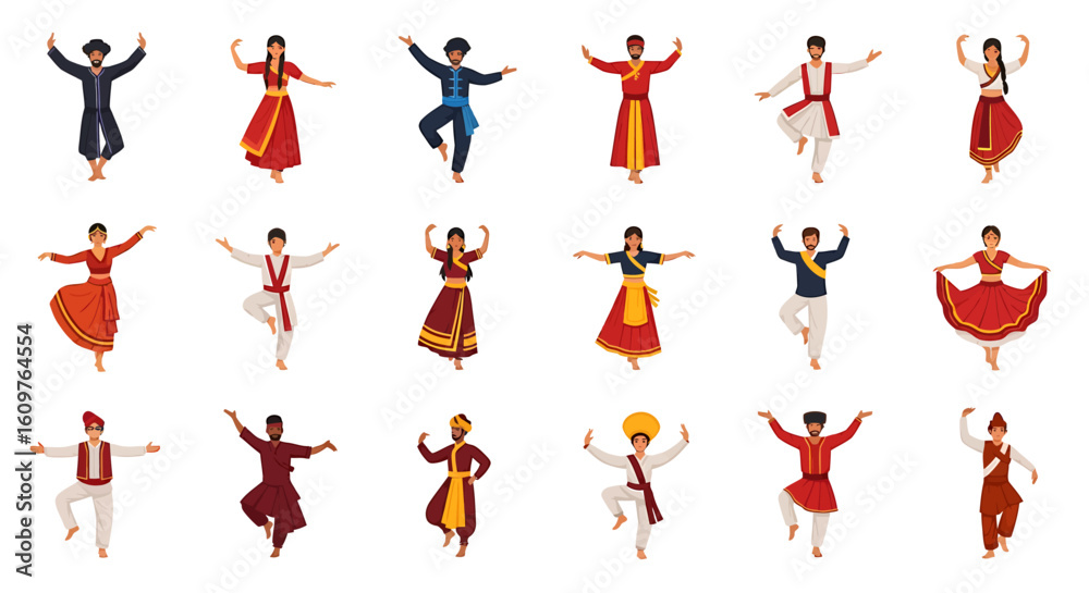 Invocation Dance Vector Vector Icons Set of A diverse collection of male and female dancers in ...