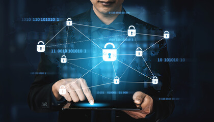 Poster - Cyber security protection and cyber security strategies against cyber threats, system hacks, digital breaches, network attacks, and safeguarding data with strong cyber security infrastructure. Spline
