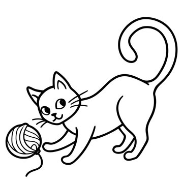 Cat Playing with Yarn  Vector Illustration – Cute Animal Design for Pet Lovers
