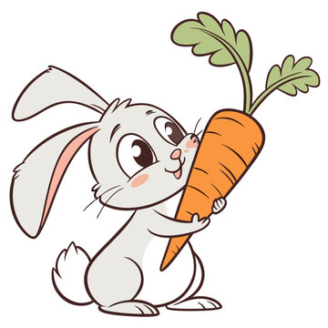 Rabbit with Carrot  Vector Illustration – Cute Animal Design for Pet Lovers
