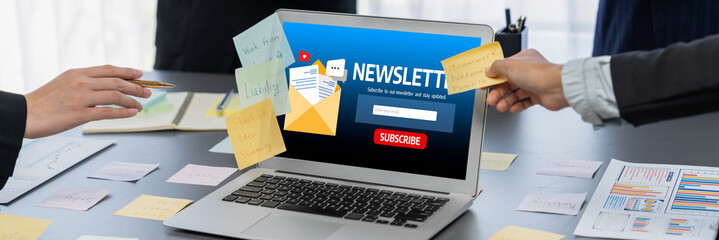 Poster - newsletter signup page on computer for customer to subscribe brisk newsletter update information to subscriber