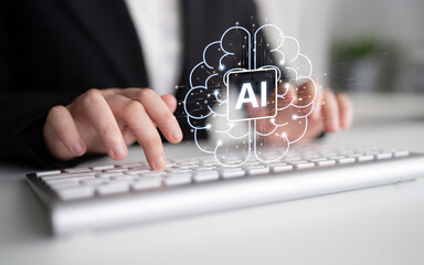 Poster - AI Assistant Brain Processor with LLM Technology, Big Data, Machine Learning, Generative AI for Business Support, Future Agentic AI Technology and Artificial Intelligence Prompt Engineering. Spline
